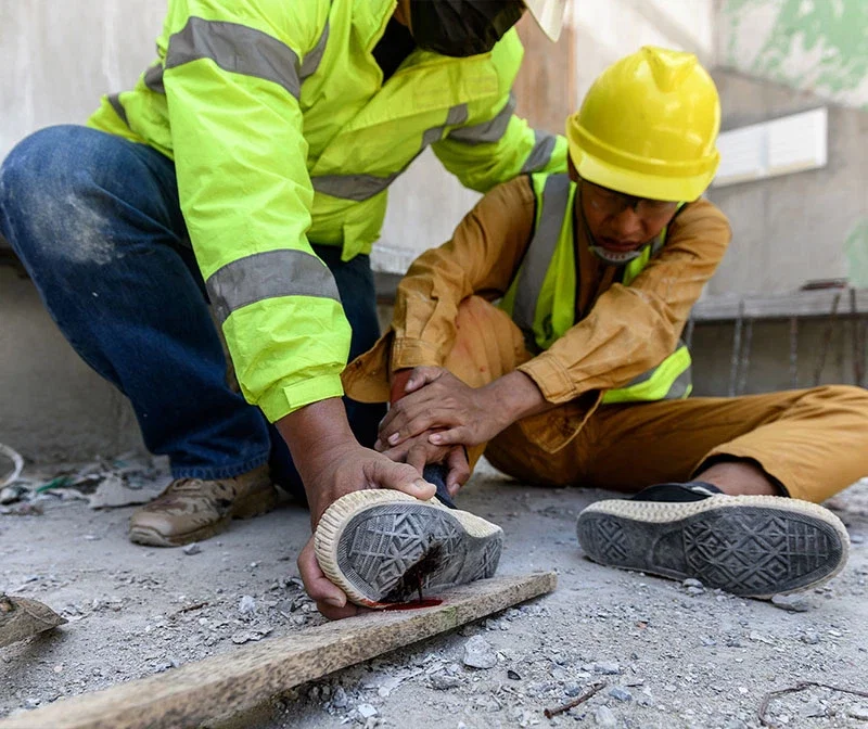 Injured worker at construction site